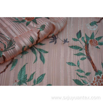 Polyester Chiffon Satin Stripe Silver Lurex Dobby Fabric
